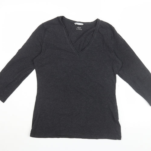 H&M Women's Black V-Neck 3/4 Sleeve T-Shirt M