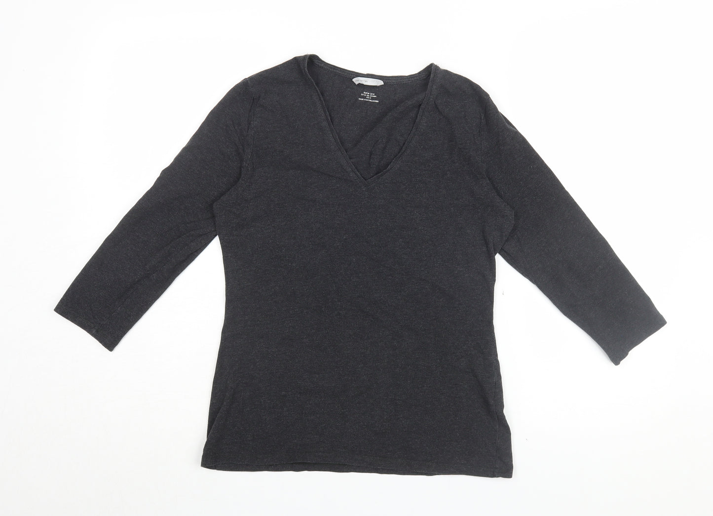 H&M Women's Black V-Neck 3/4 Sleeve T-Shirt M