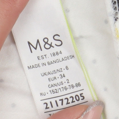 Marks and Spencer Women's White Bee Print T-Shirt Size 6