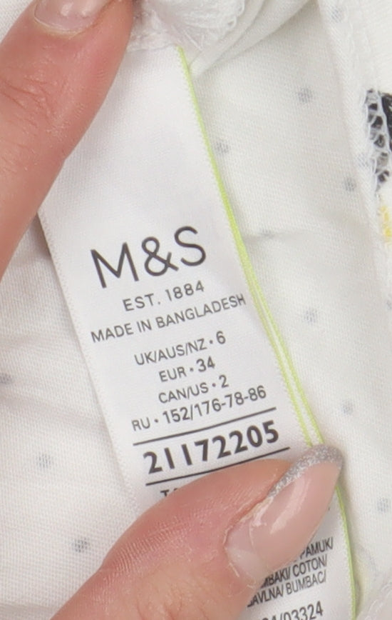 Marks and Spencer Women's White Bee Print T-Shirt Size 6