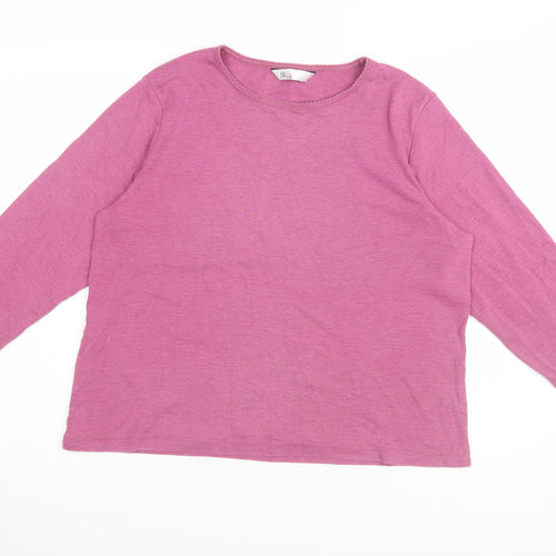 BHS Women's Pink Long Sleeve Basic Crew Neck T-Shirt