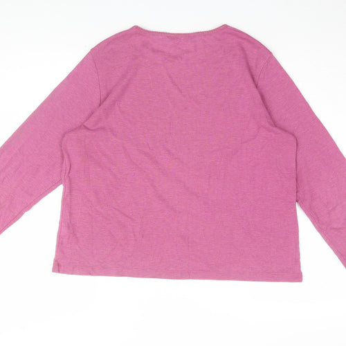 BHS Women's Pink Long Sleeve Basic Crew Neck T-Shirt