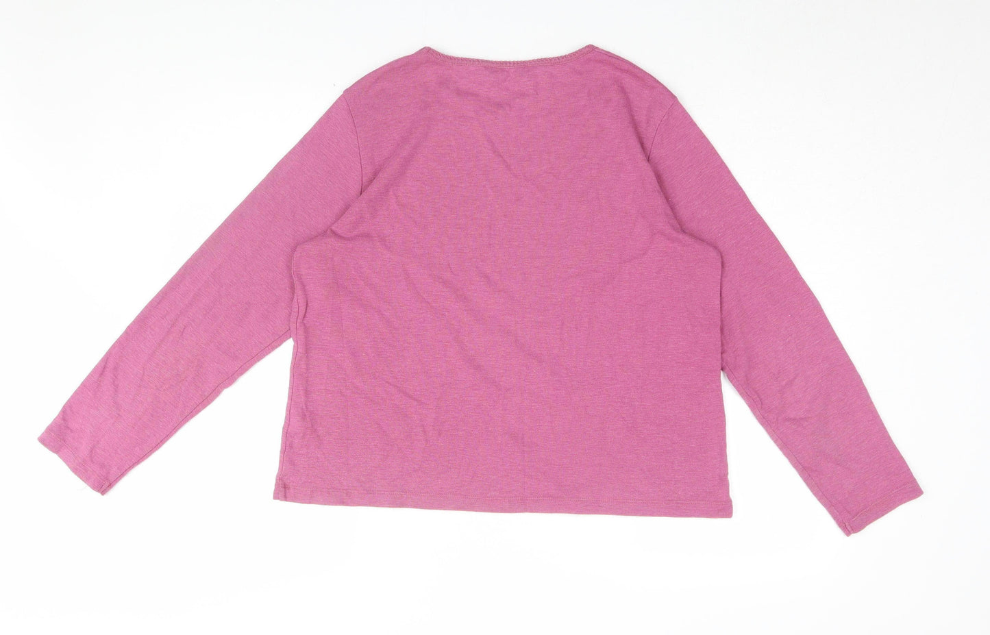 BHS Women's Pink Long Sleeve Basic Crew Neck T-Shirt