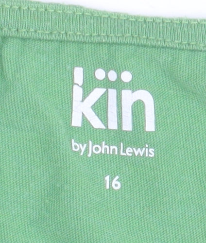 John Lewis Women's Green T-Shirt Size 16 Relaxed Fit Casual