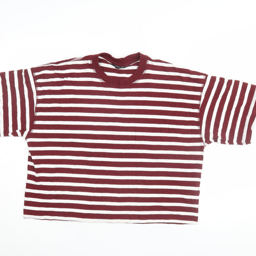 Topshop Women's Red Striped T-Shirt Size 12 Casual Wear