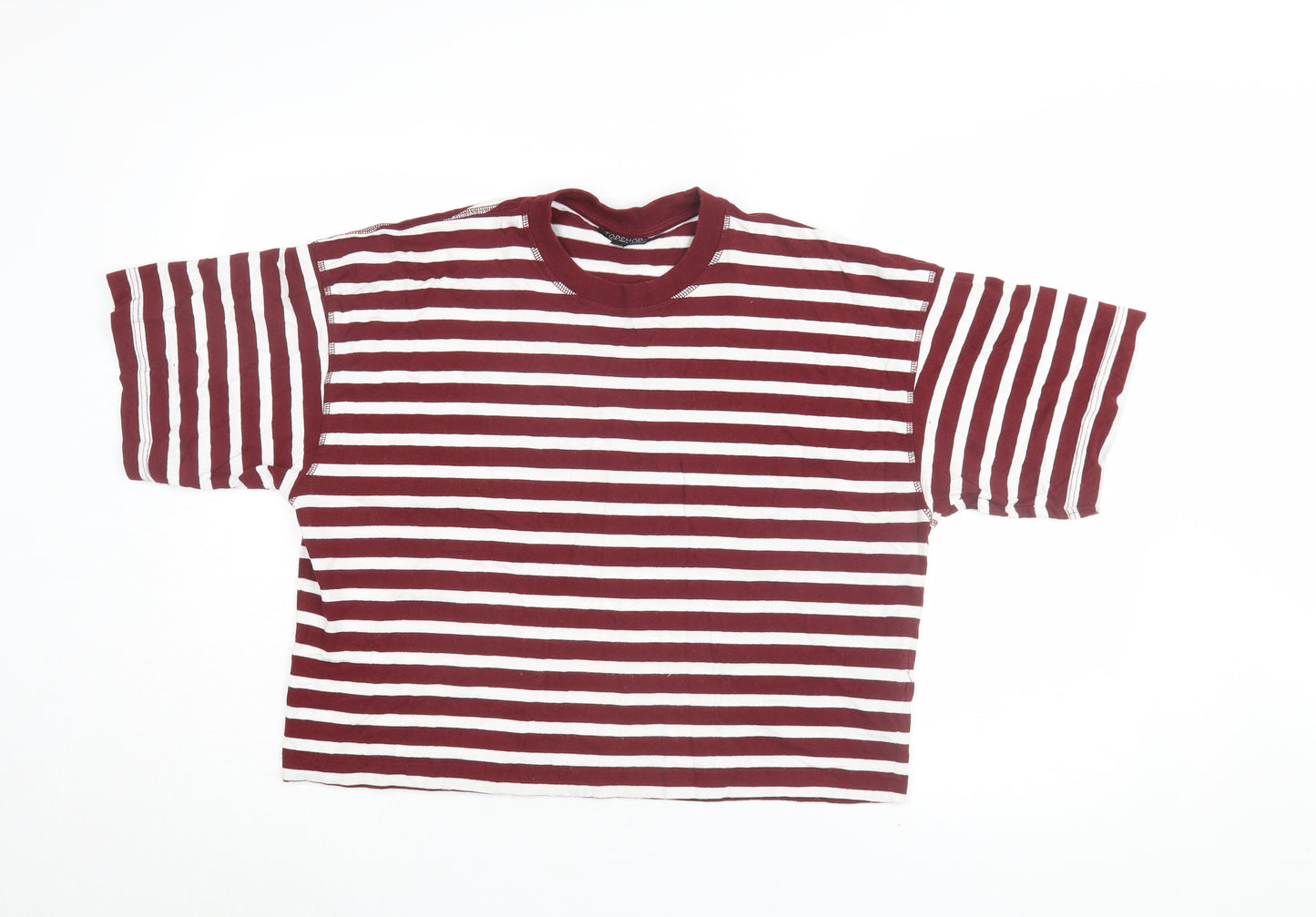 Topshop Women's Red Striped T-Shirt Size 12 Casual Wear