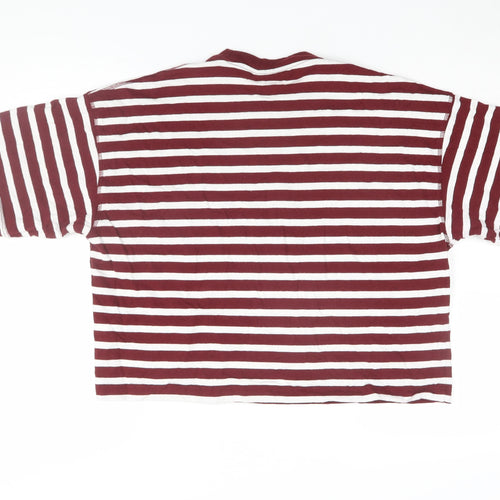 Topshop Women's Red Striped T-Shirt Size 12 Casual Wear