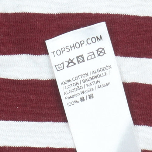 Topshop Women's Red Striped T-Shirt Size 12 Casual Wear