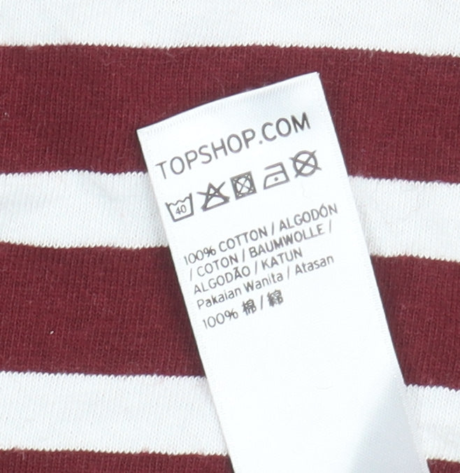 Topshop Women's Red Striped T-Shirt Size 12 Casual Wear