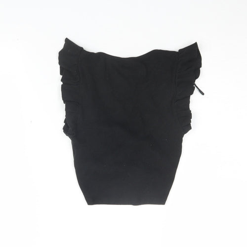 Zara Women's Black Cropped Blouse - Size S, Slim Fit