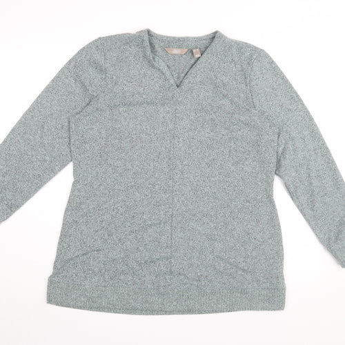 d&co Women's Grey V-Neck Knit Basic Top M