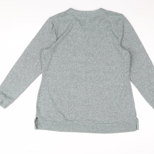 d&co Women's Grey V-Neck Knit Basic Top M