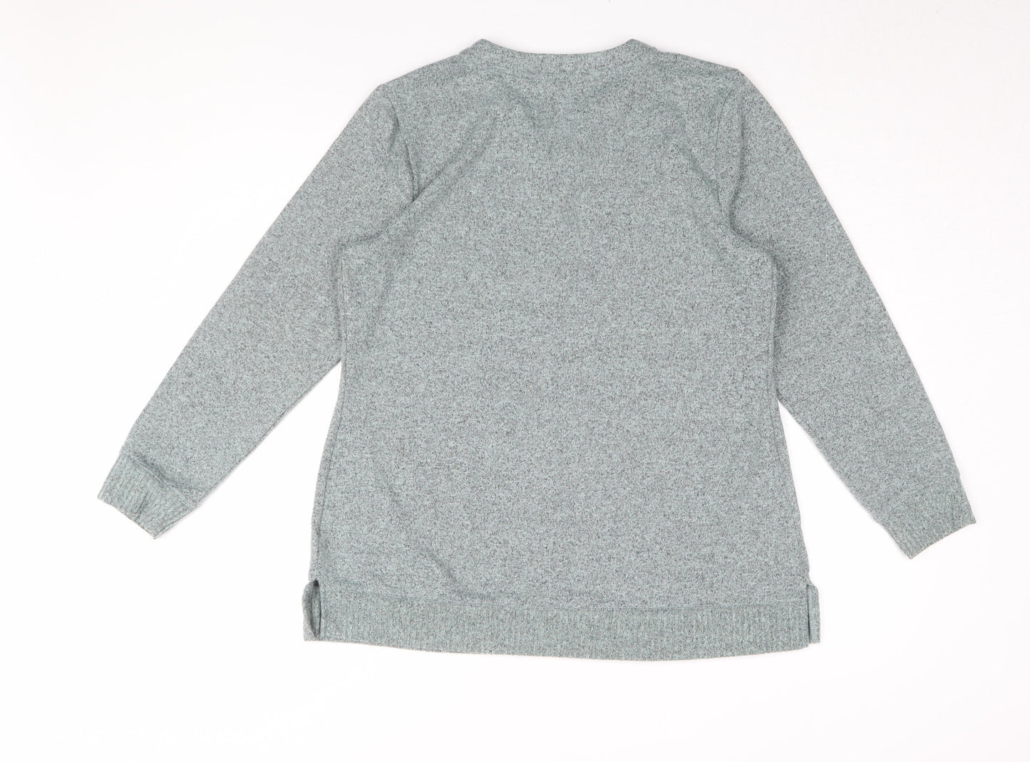 d&co Women's Grey V-Neck Knit Basic Top M