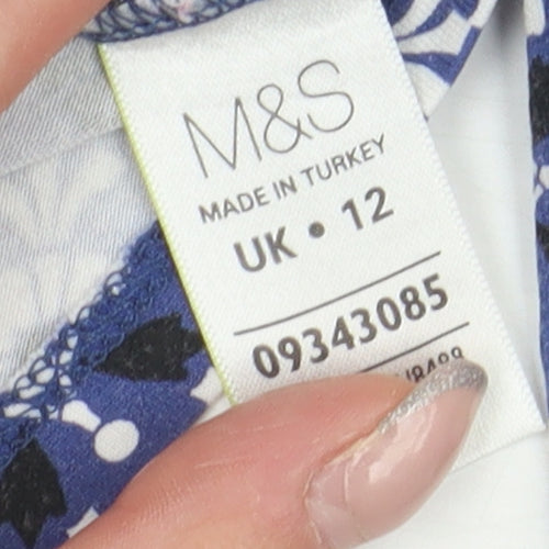 Marks and Spencer Women's Blue Floral Blouse Size 12