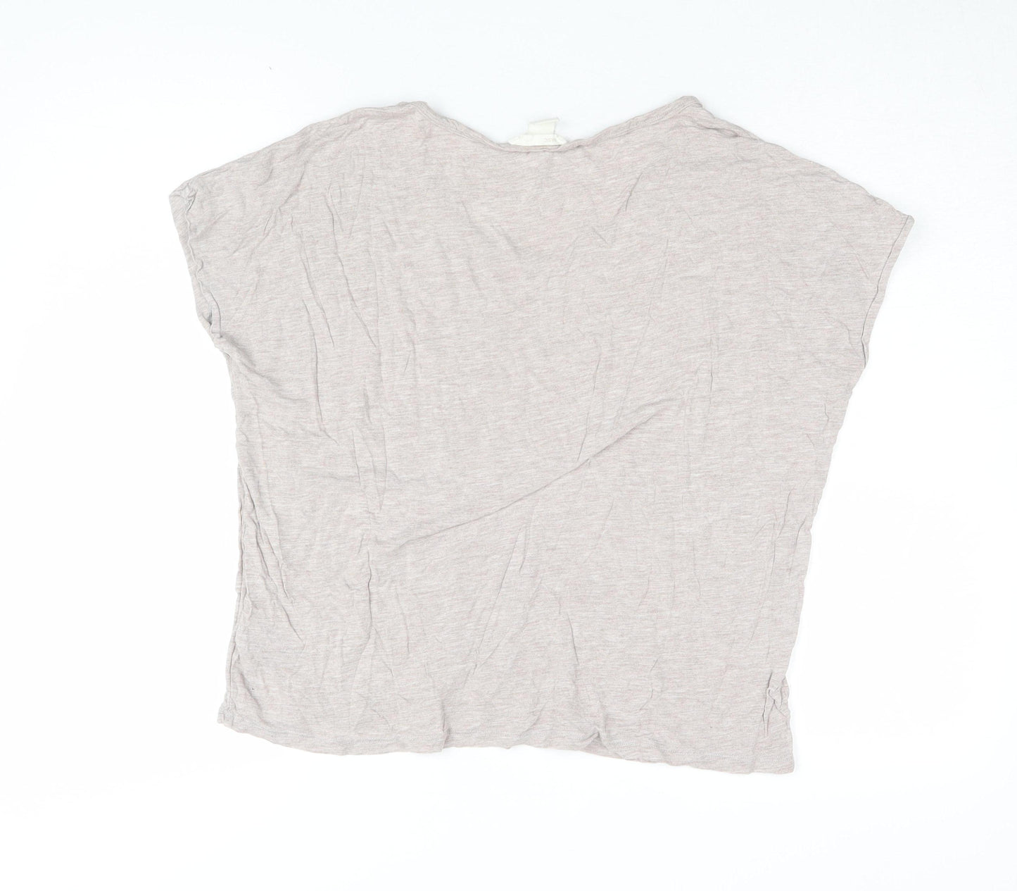 H&M Women's Beige Basic T-Shirt, M, Casual Scoop Neck