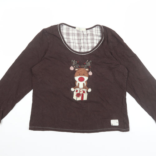 Marks & Spencer Women's Brown Christmas Pyjama Top 12