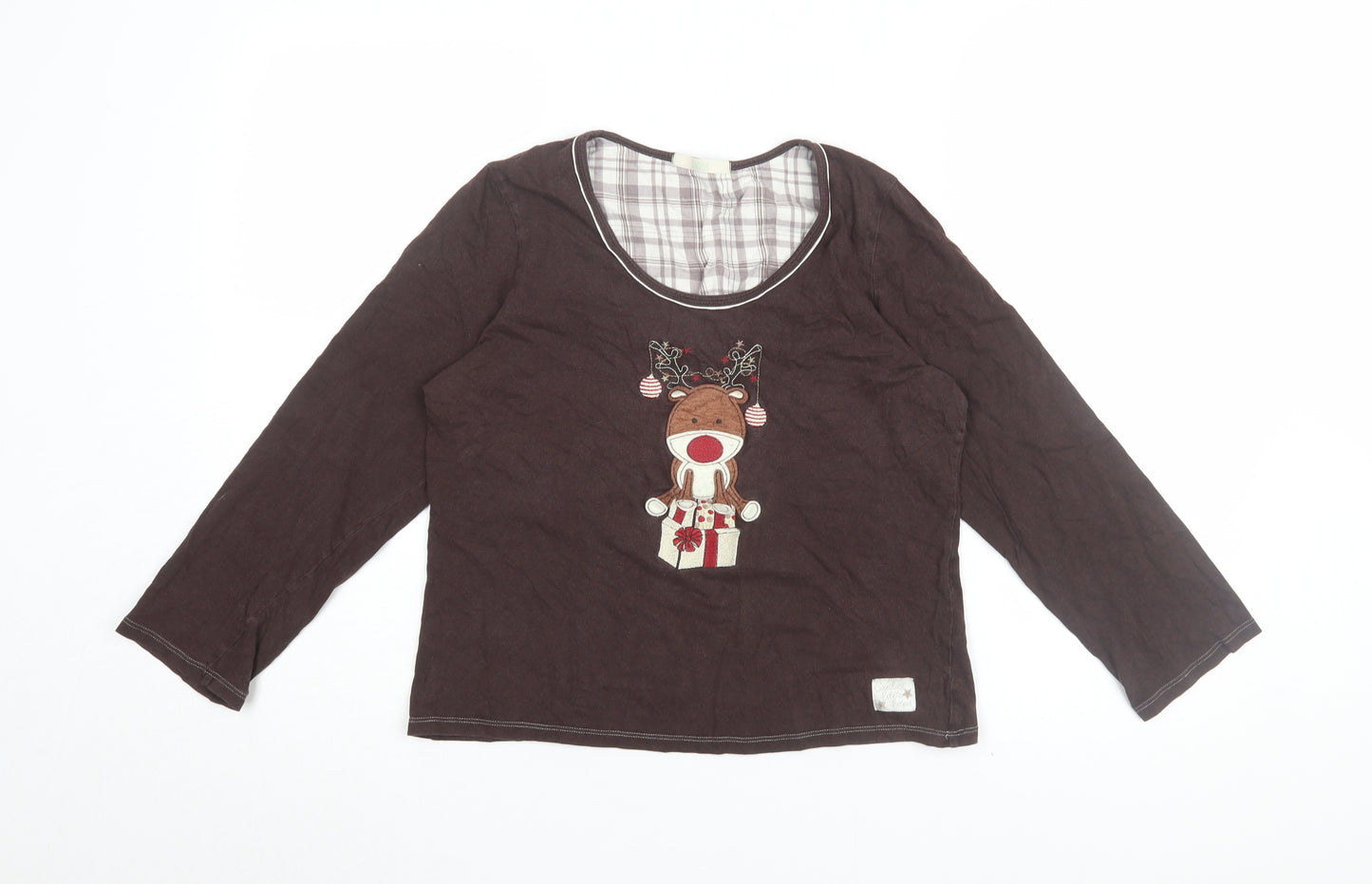 Marks & Spencer Women's Brown Christmas Pyjama Top 12