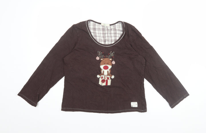 Marks & Spencer Women's Brown Christmas Pyjama Top 12
