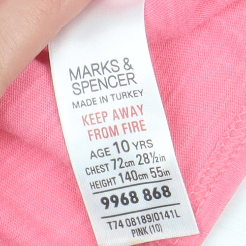 Marks and Spencer Girls Pink Sleeveless Tank Top 10 Years