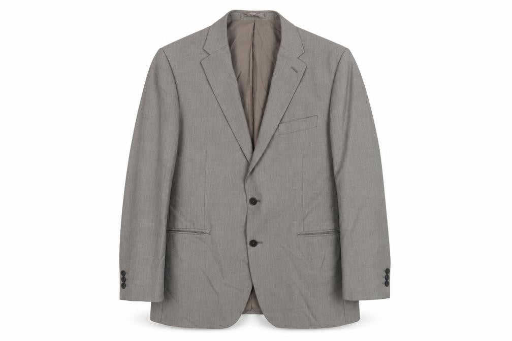 Front view of Karl Jackson Men's Grey Blazer, size 42, Regular Fit