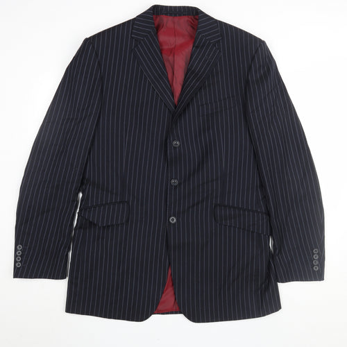 Marks and Spencer Men's Blue Striped Blazer 40L
