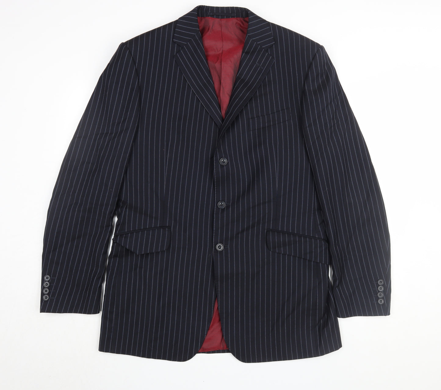 Marks and Spencer Men's Blue Striped Blazer 40L