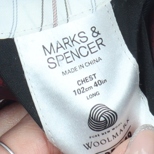 Marks and Spencer Men's Blue Striped Blazer 40L