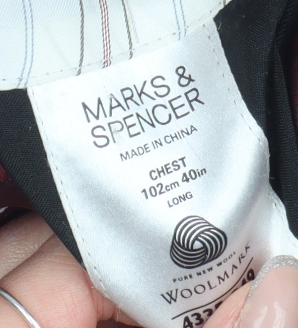 Marks and Spencer Men's Blue Striped Blazer 40L