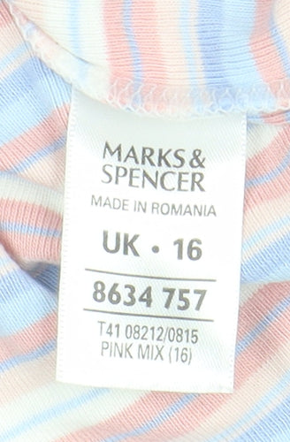 Marks and Spencer Women's Multicoloured Striped T-Shirt, Size 16