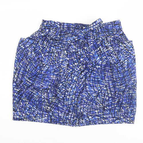 Whistles Women's Blue Geometric 16 Cotton Skirt