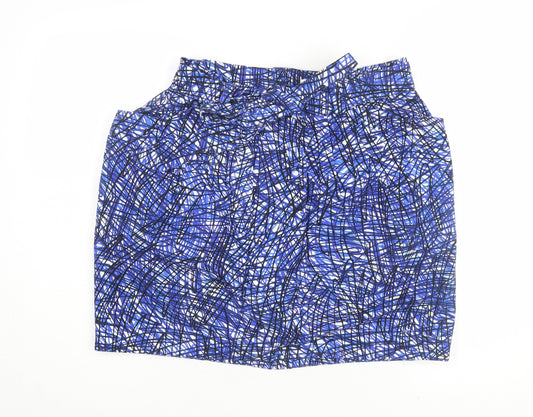 Whistles Women's Blue Geometric 16 Cotton Skirt