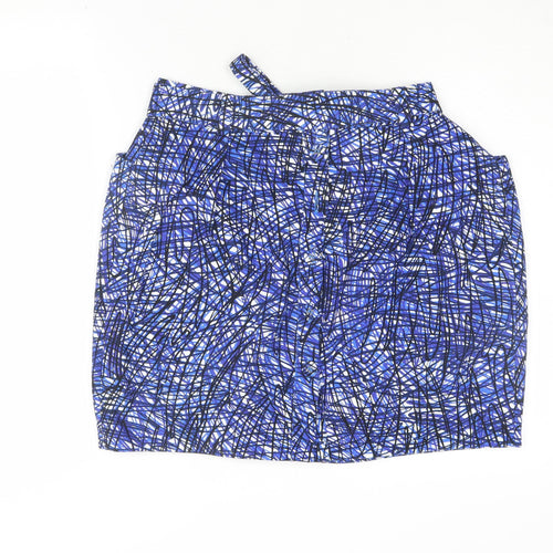 Whistles Women's Blue Geometric 16 Cotton Skirt