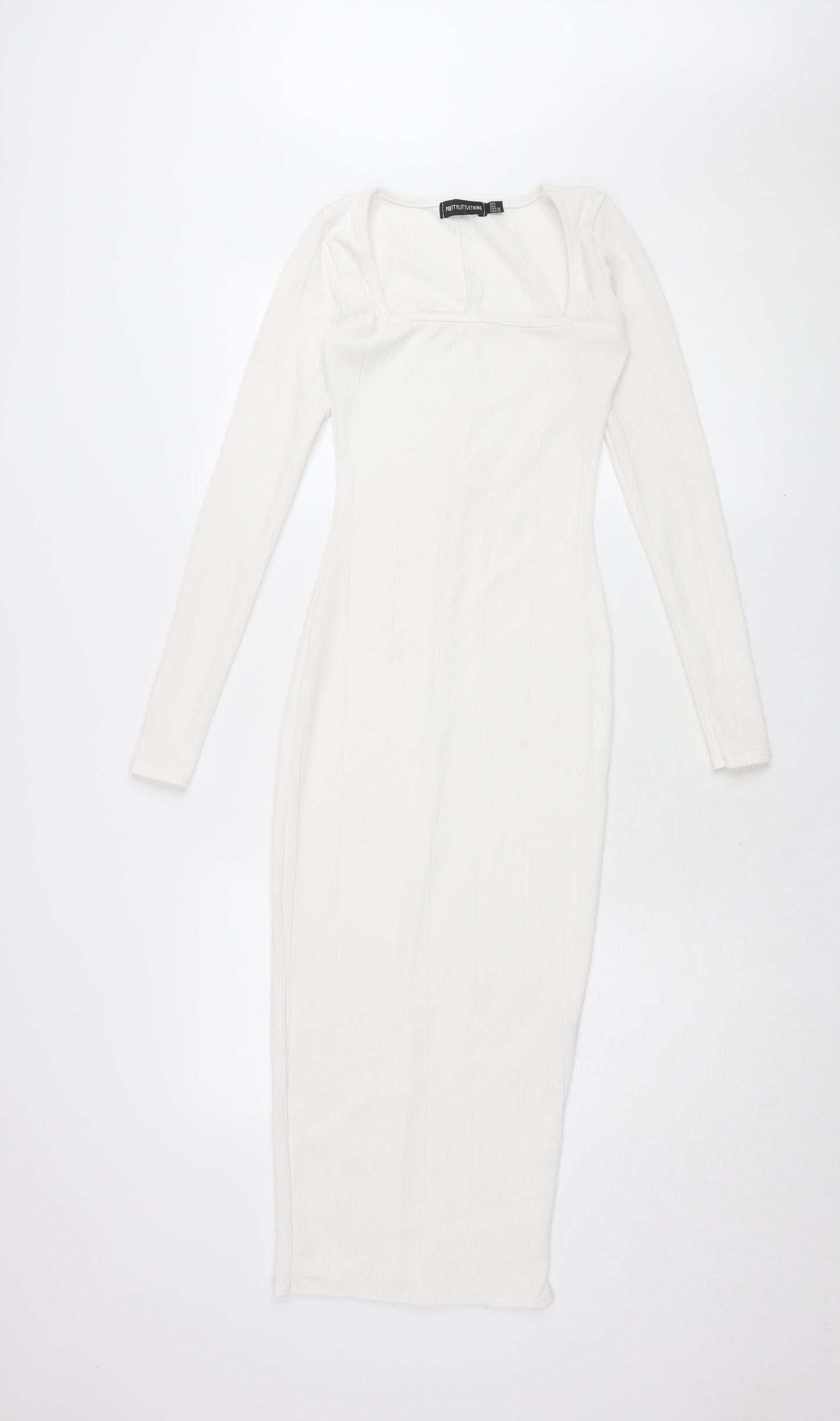 PrettyLittleThing Women's White Bodycon Dress, Size 8