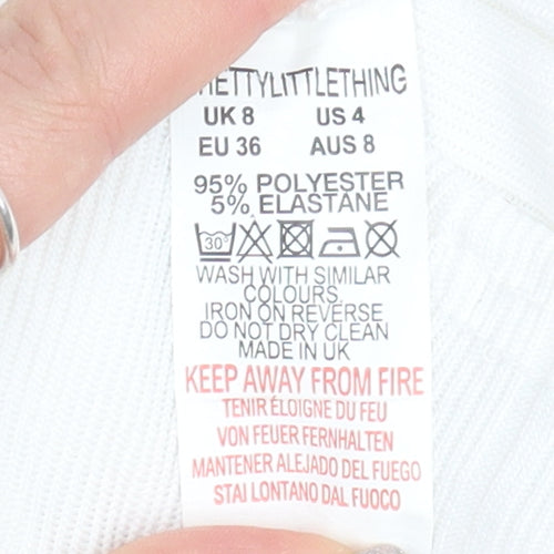 PrettyLittleThing Women's White Bodycon Dress, Size 8
