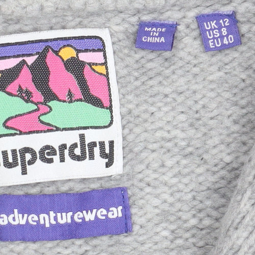 Superdry Women's Grey High Neck Jumper UK 12