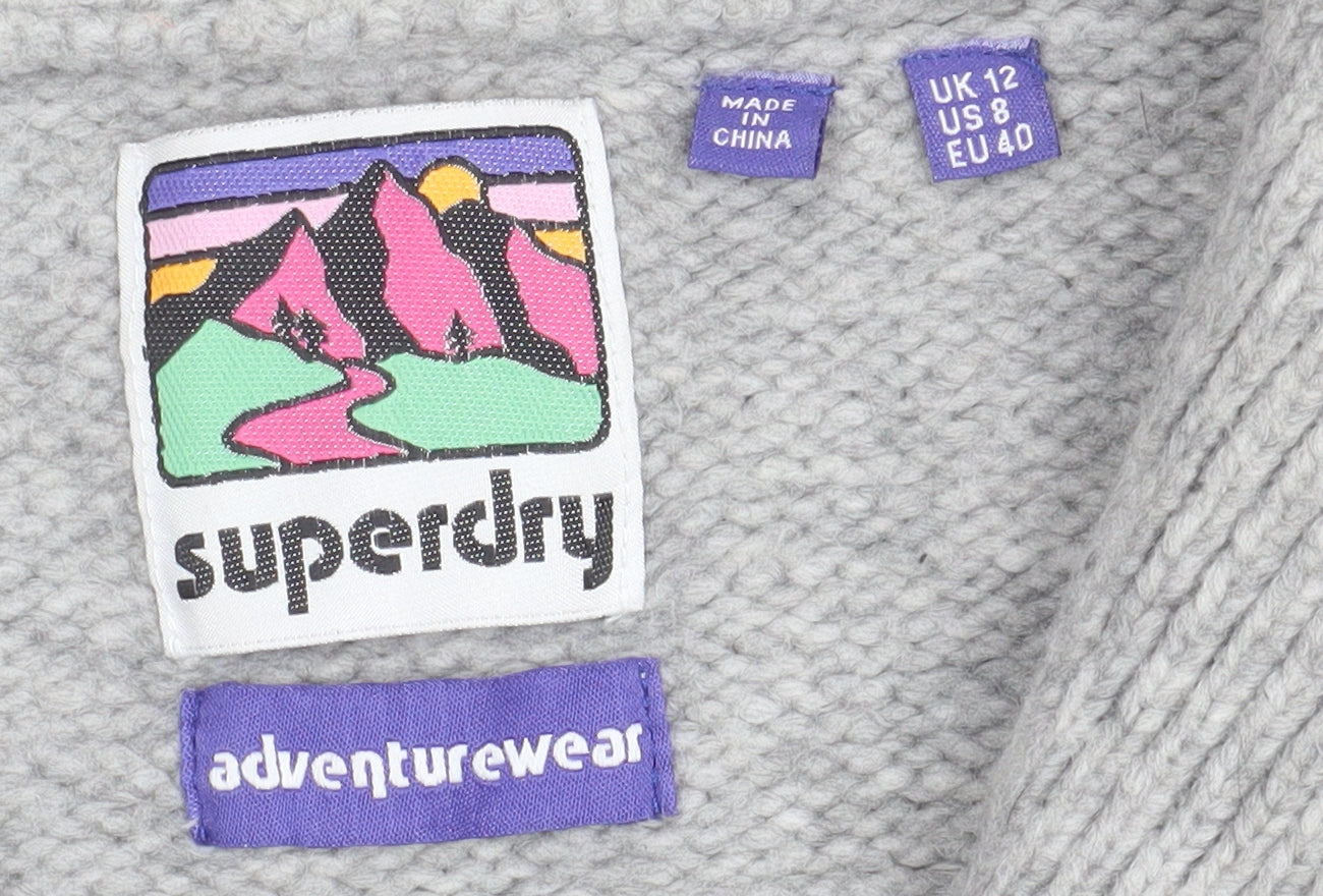 Superdry Women's Grey High Neck Jumper UK 12