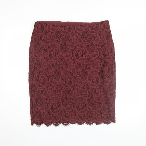 Marks and Spencer Women's Red Lace Pencil Skirt Size 16