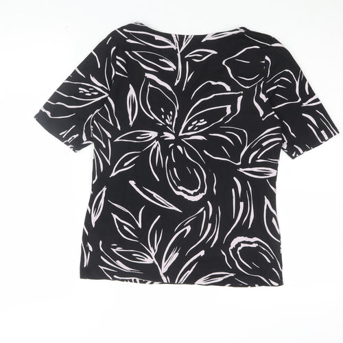 Love Tees Women's Black Floral V-Neck T-Shirt Size 10