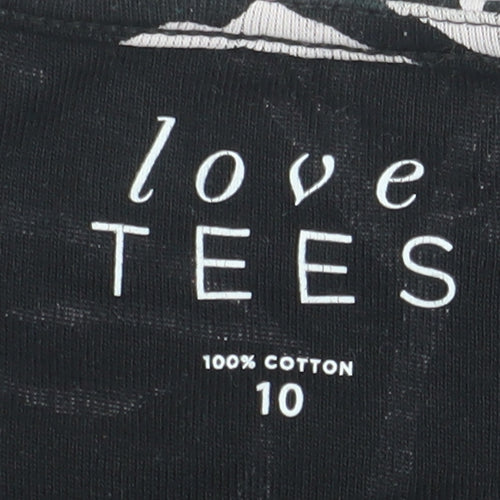 Love Tees Women's Black Floral V-Neck T-Shirt Size 10
