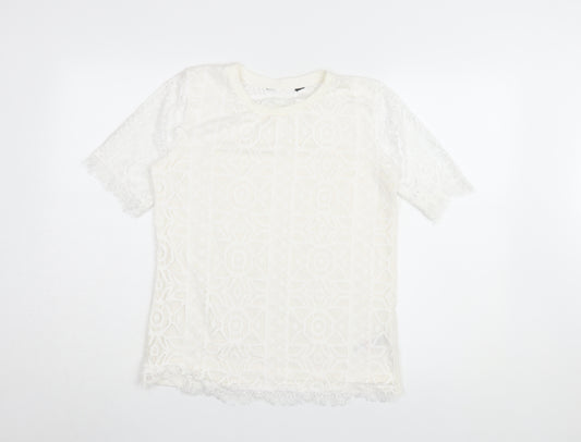 Dorothy Perkins Women's White Lace Blouse Size 12