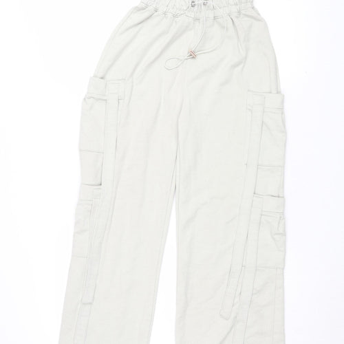 PrettyLittleThing Women's White Cargo Trousers, Size 10