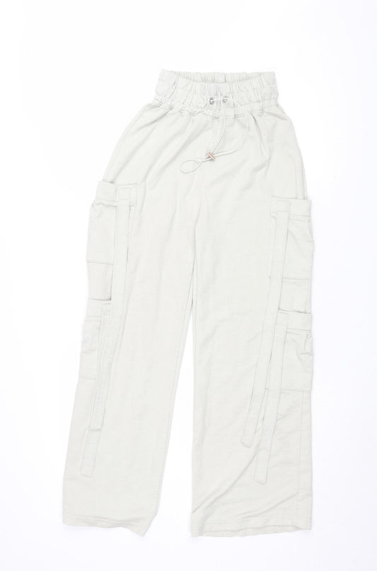 PrettyLittleThing Women's White Cargo Trousers, Size 10