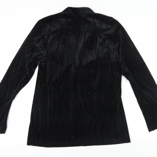 M&Co Women's Black Velvet Long Sleeve Top Size 12