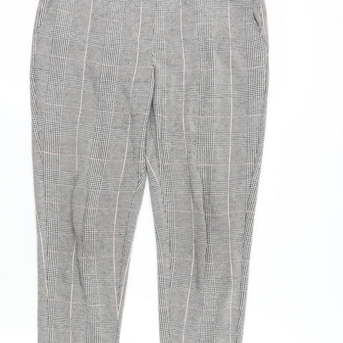 Marks and Spencer Women's Grey Check Cropped Trousers Size 10