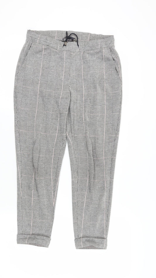 Marks and Spencer Women's Grey Check Cropped Trousers Size 10