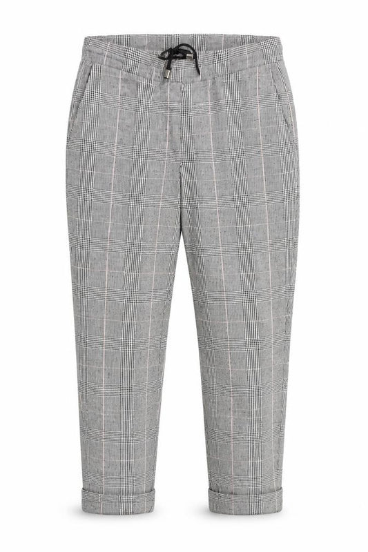 Front view of Marks & Spencer Women's Grey Check Cropped Trousers, size 10