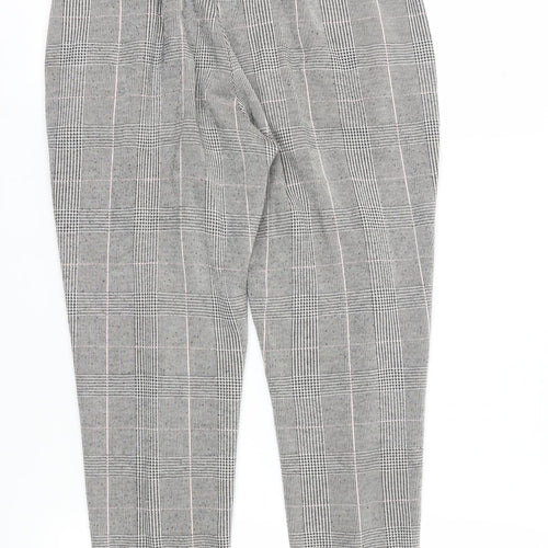 Marks and Spencer Women's Grey Check Cropped Trousers Size 10