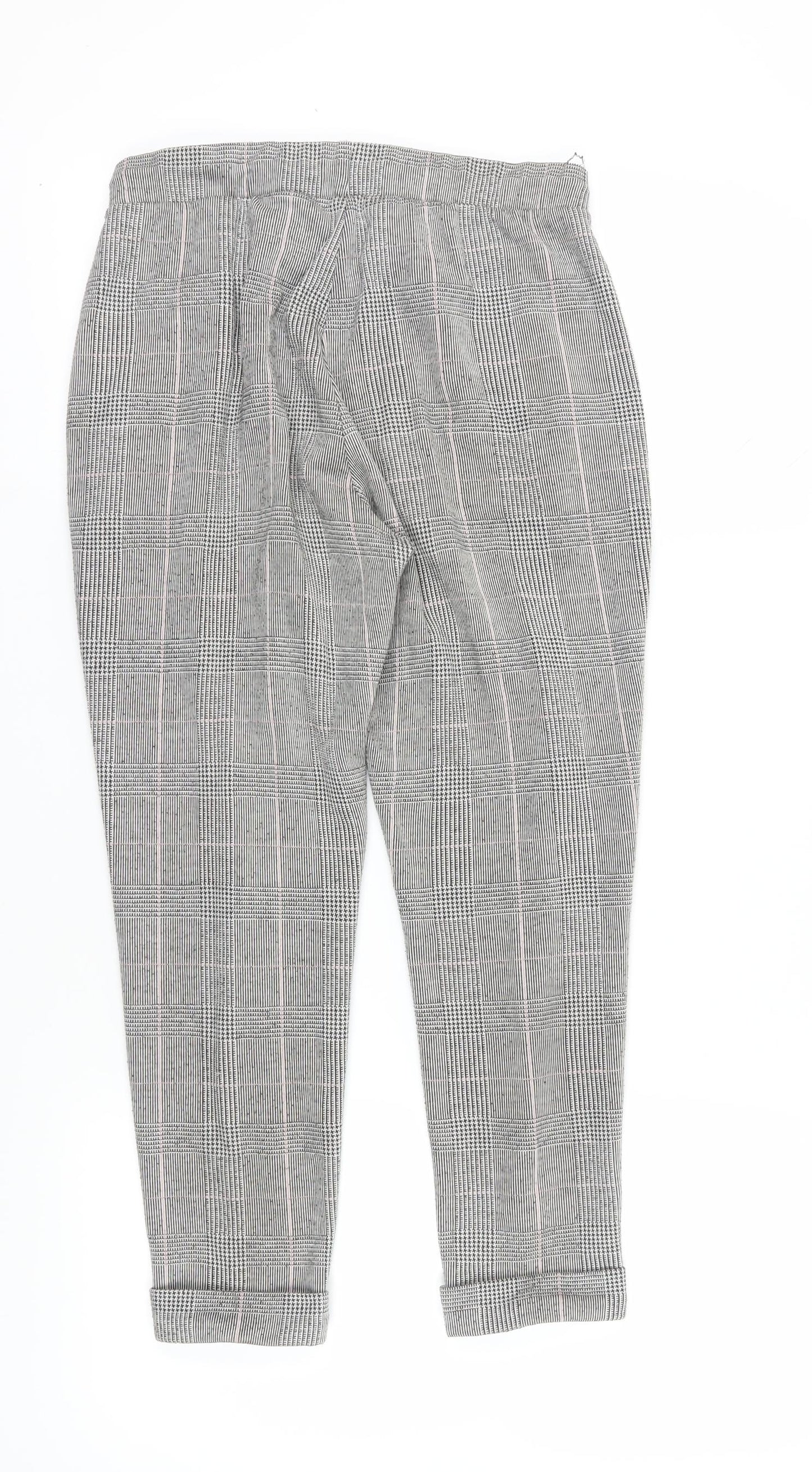 Marks and Spencer Women's Grey Check Cropped Trousers Size 10