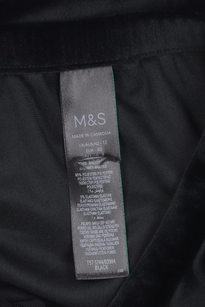 Marks and Spencer Women's Black Velvet Trousers