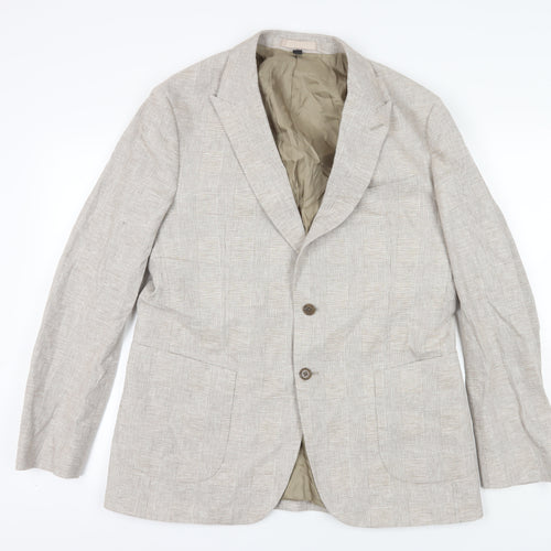 Marks and Spencer Men's Beige Check Blazer, 44L